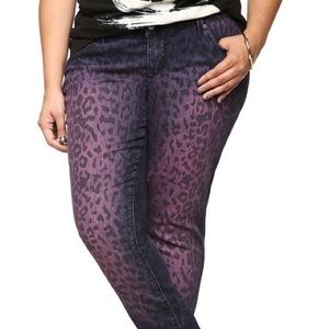 Torrid Purple Leopard Print Jeans, Size 24